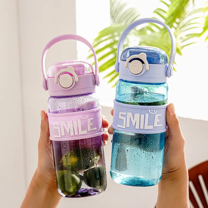 Best Selling Product 2026 Portable Children's Plastic Cups Cute Water Bottle Colorful Water Bottle Plastic Bounce Lid Bottle