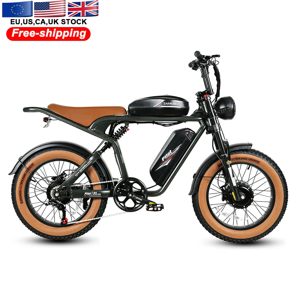 2000W Powerful Dual Motors Dual Battery Full Suspension Hydraulic Disc Brake 20 Inch Beach Cruiser Fat Tire E Bike