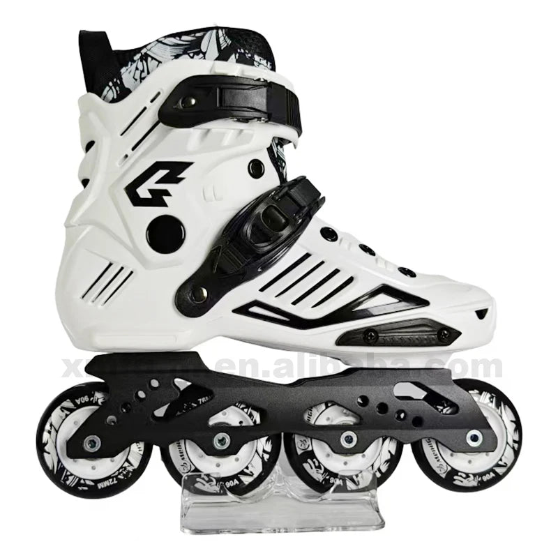 Aggressive Inline Slalom Skates Racing Roller Skating with Aluminum Frame PP Chassis Skates Shoe Made of PU Material for Adult