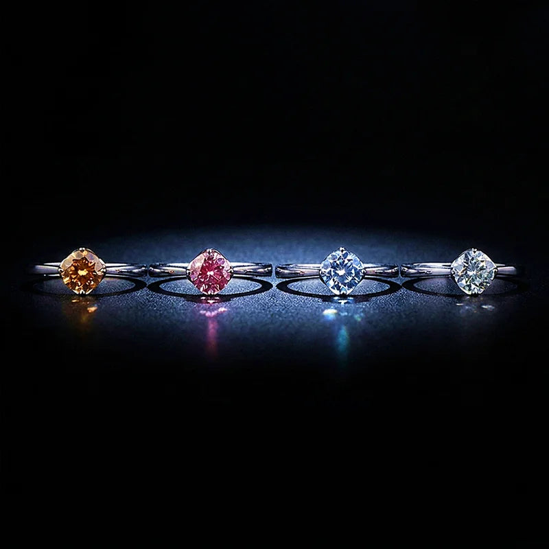 Romantic 1ct Moissanite Ring 925g Silver for Ladies Round Cut Pink Romantic Engagement Ring for Women Wedding Band