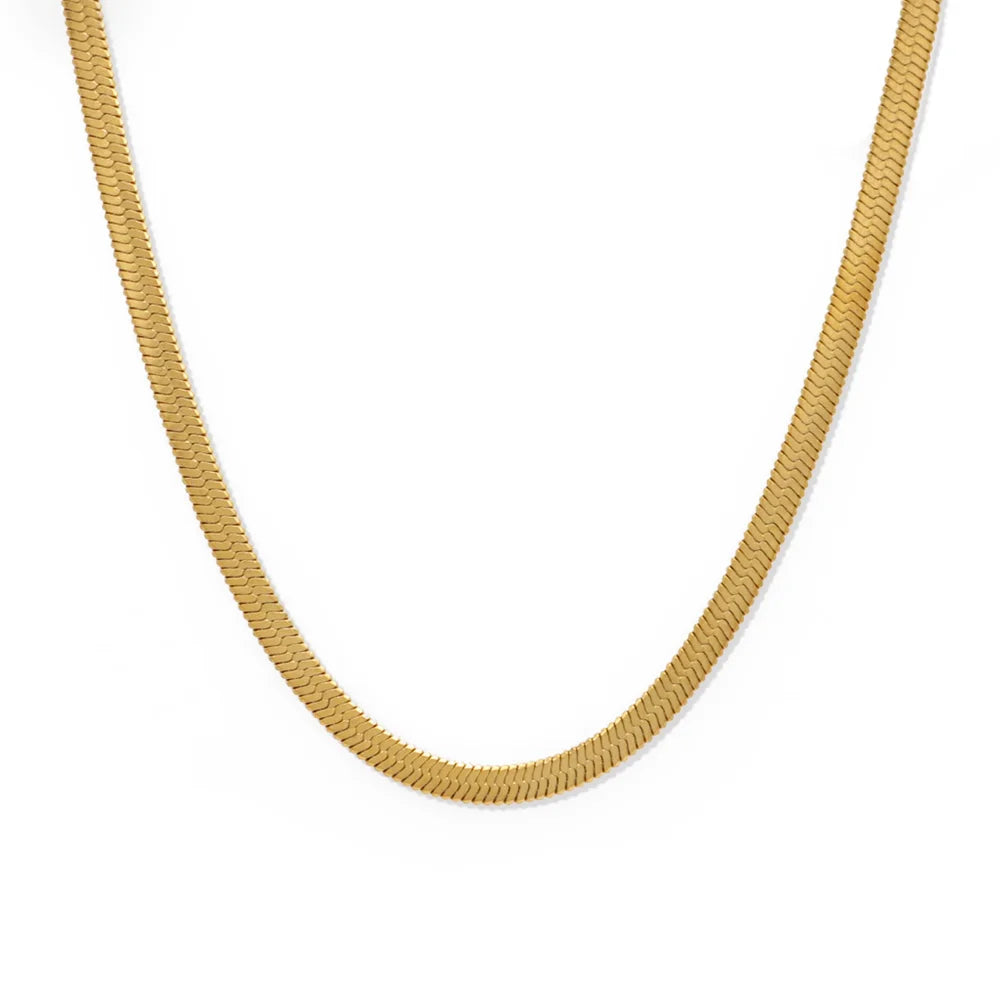Chris April PVD Gold Plated 316L Stainless Steel 3mm Herringbone Heart Charm Chain Necklaces