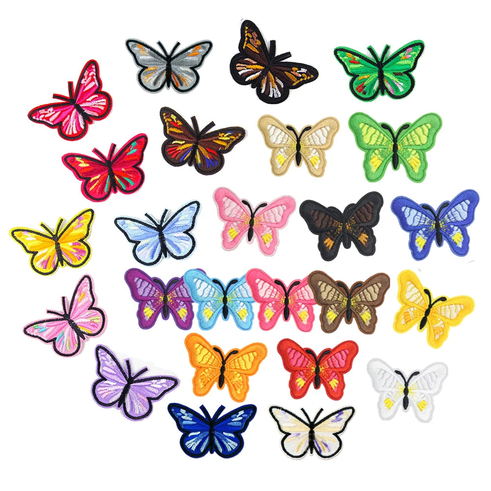 Hot Sale Bulk Stock Classic Style Colorful Iron on butterfly Patches Embroidered for Woman Dress