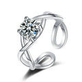 Luxury Sparkling Twist Band Zircon Diamond Wedding Ring for Bridal Platinum Plated Open Adjustable Ring Wedding Band