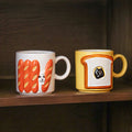 Custom logo Japanese-style Bread Ceramic Cat Mug Cute Toast Milk Oatmeal Cup Creative Water Breakfast Cup