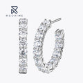 Rochime Round Brilliant Hoop Earrings  925 Sterling Silver Rhodium Plated 5a Zircon Jewelry for Women