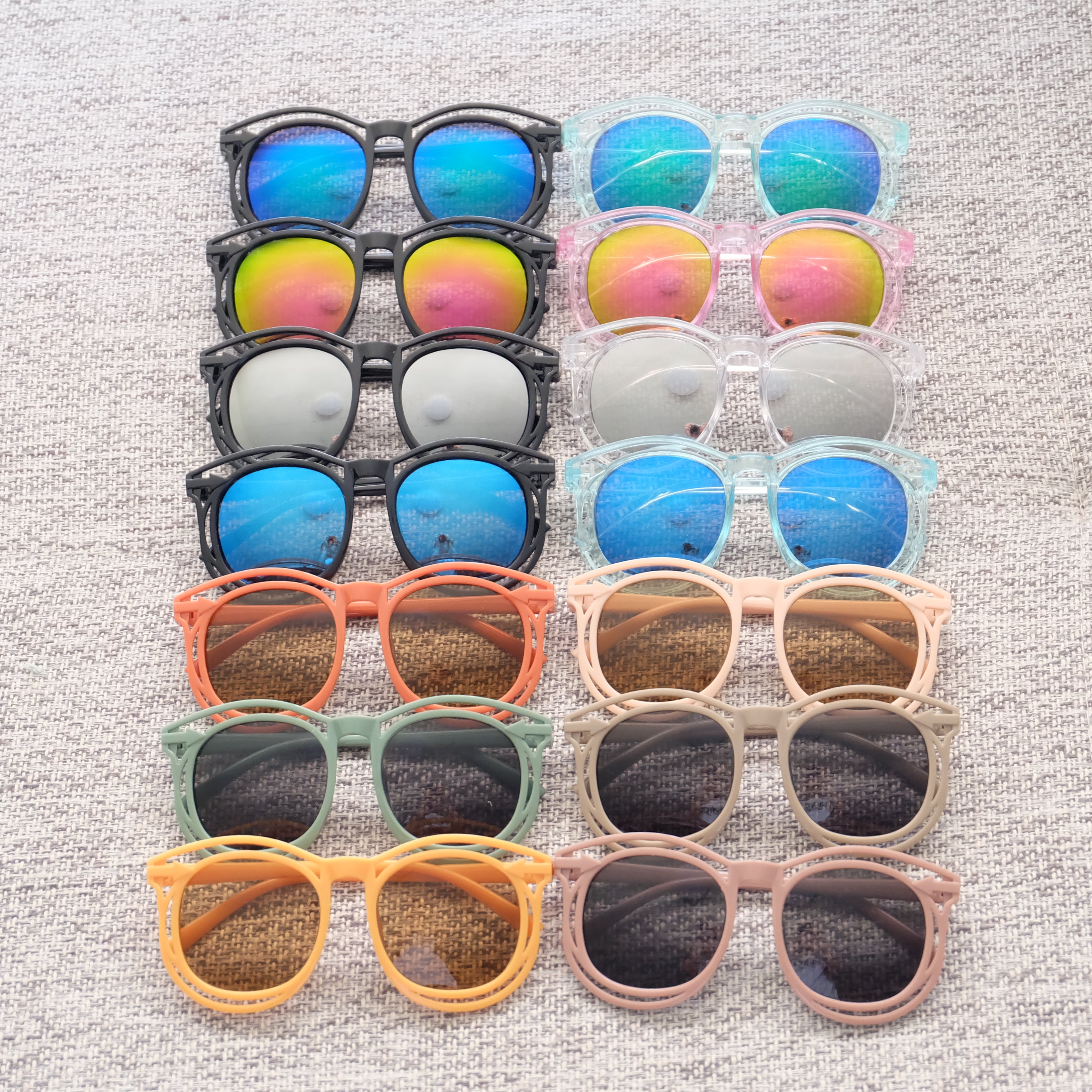 New Cool Retro Round Sunglasses for Boys Trendy Black for Arrow Design UV Protection Coffee Plastic Frame Acrylic Sun Glasses