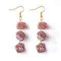 Natural Raw Crystals Healing Stones Citrine Amethyst Rose Clear Quartz Aquamarine Chakra Raw Stone Earrings