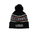 Custom Team Club Fans Jacquard Knitted Hat for Warm With Embroidered Wool Ball Hat Bobble Hat With Pom Pom