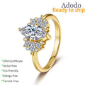 Wholesale Fashion Jewelry Personality Shiny Flower S925 Sterling Silver Marquise Cut 1ct GRA Moissanite Ring for Women