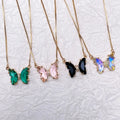 CAOSHI Copper Jewelry 18k Gold Plated Birthstone Gemstone Emerald Crystal Butterfly Animal Pendant Clavicle Womens Necklaces