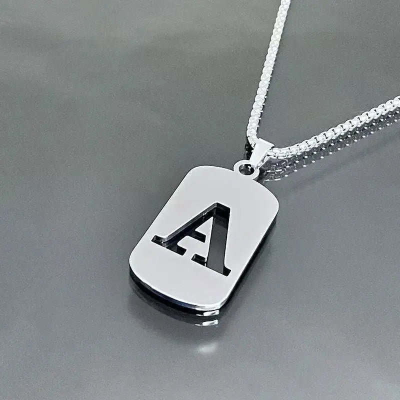 High Quality Wholesale Stocked Custom Making A-Z Hollow Block Gold Plated Letter Pendant Necklace