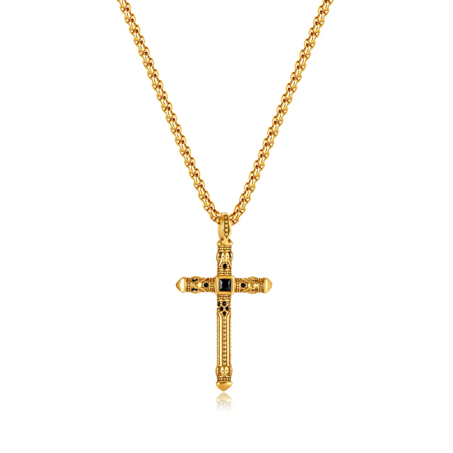 Cross-border Retro Cross Titanium Steel Pendant European and American Personality Stainless Steel Punk Style Necklace Male