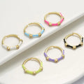 Zircon Bamboo Ring Enamel Colorful Open Rings Adjustable Ring