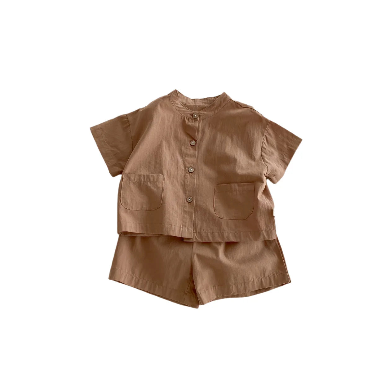 Summer Children's Set Boys Cotton Thin Short Sleeve Solid Color Two-piece Home Wear Out Wear