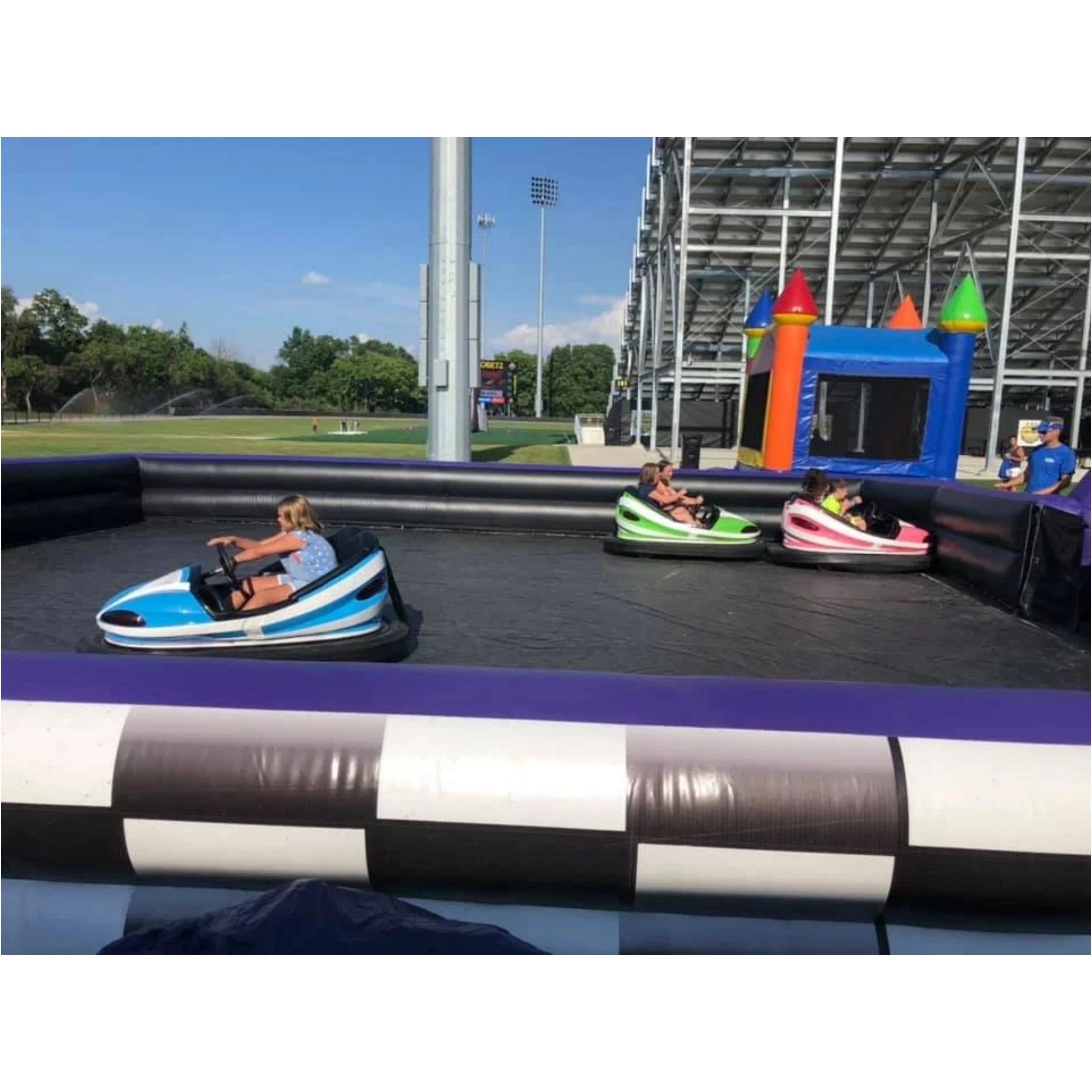 Aeor Black Inflatable Bumper Car Go Kart Race Track Set for Kids 4x4m CE Certified Free Blower Easy Setup