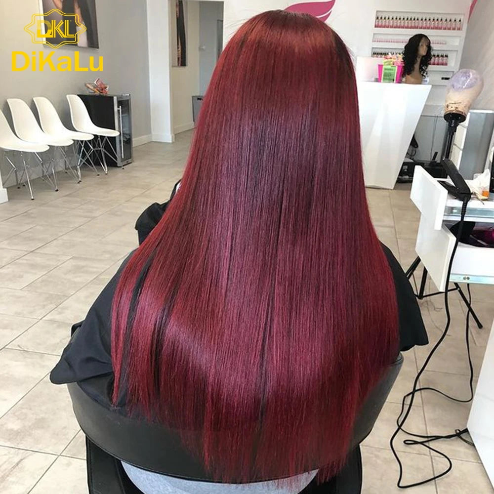 Wholesale 180% Density Burgundy Red Small Transparent Lace Front Wig 1b 99J Virgin Brazilian Hair for Black Women