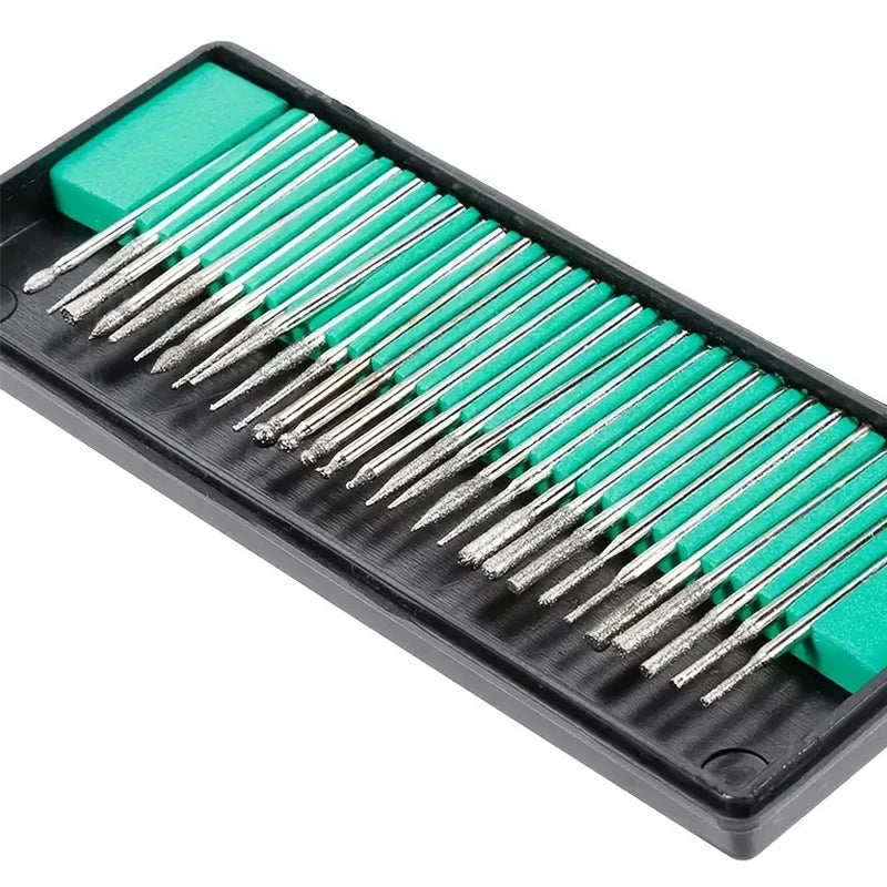 Meixiu 30Pcs Diamond Abrasive Sticks Needle Point Engraving Carving Polishing Glass Jade Stone 2.35/3mm Drill Bit Rotary Tool