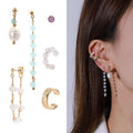 Bulk Wholesale Women Unique Design Jewelry Handmade 6 Pairs Earring Set Beaded Ear Cuff Earring Pearl Stone Earrings