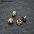 Silver Gold Plated CZ Paved Round Circle Shape  Big Hole Loose Beads Accessories Spacer  for Jewelry