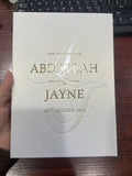Luxury Hardcover Booklet Wedding Invitation with Pearl Foil Initials Gold Foil Names Cover Pocket Envelope Various Color Options