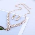 Bridal Bracelet Leaf Pearl Necklace Earrings Wedding Dress Two Piece Set Pearl Leaf Set