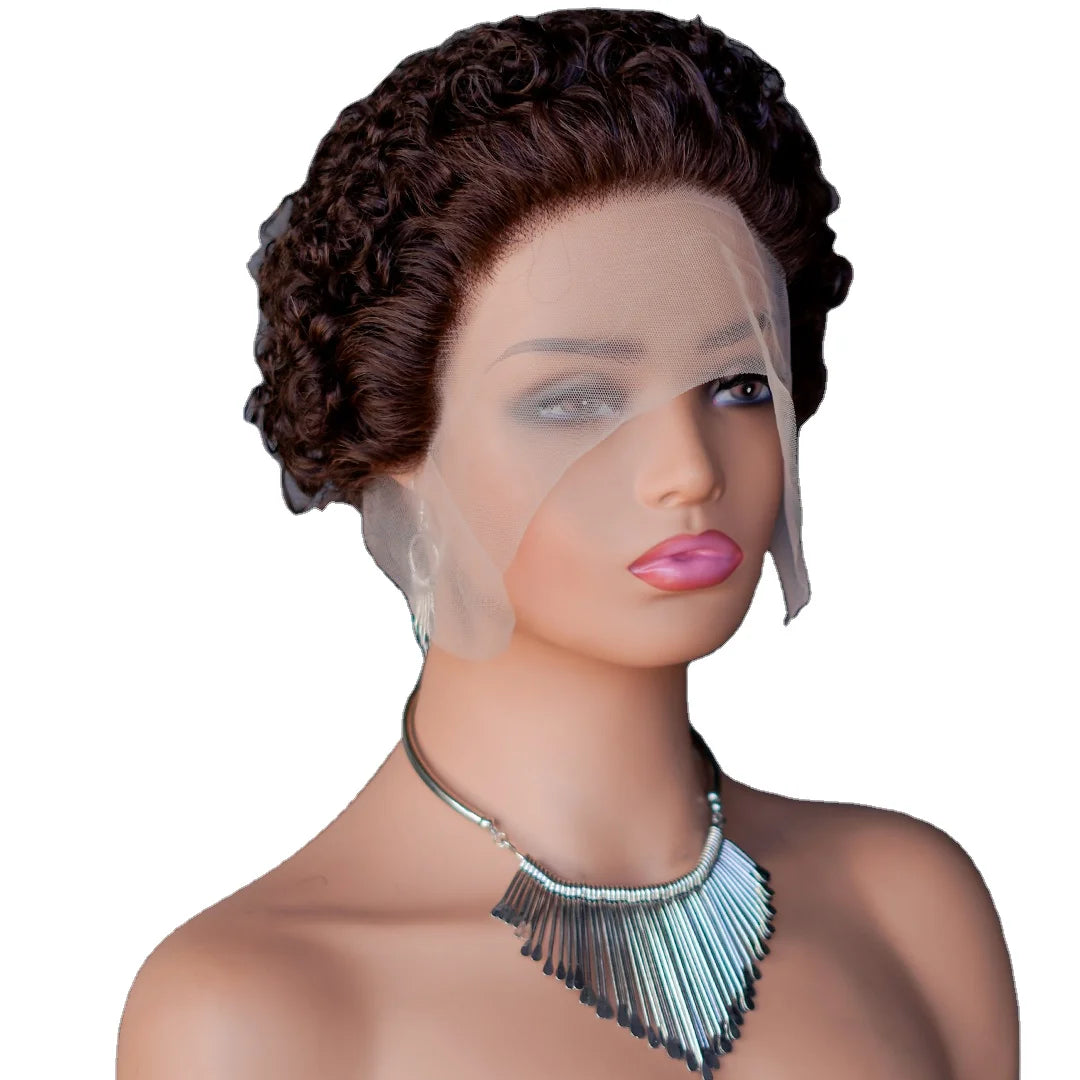 13x1 Lace Front T Part Lace Pixie Cut Human Hair Wigs Wholesale Afro Curly Short Pixie Cut  Lace Wigs for Black Women