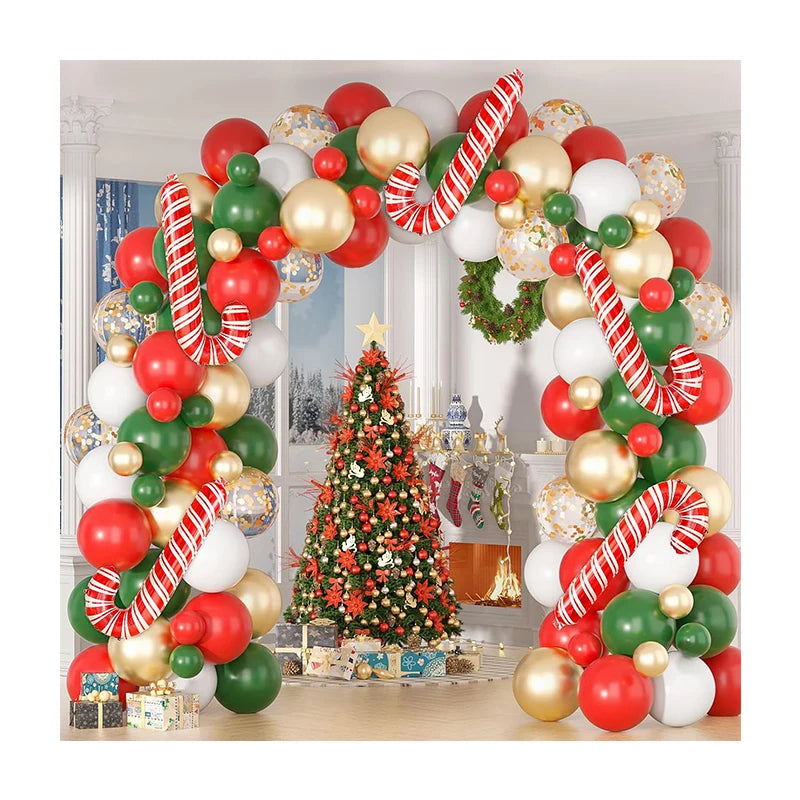Merry Christmas Decorations Balloon Set Backdrop for Home Party Ornaments Santa Claus Tree Xmas Foil Balloon Arch Kit Wholesale