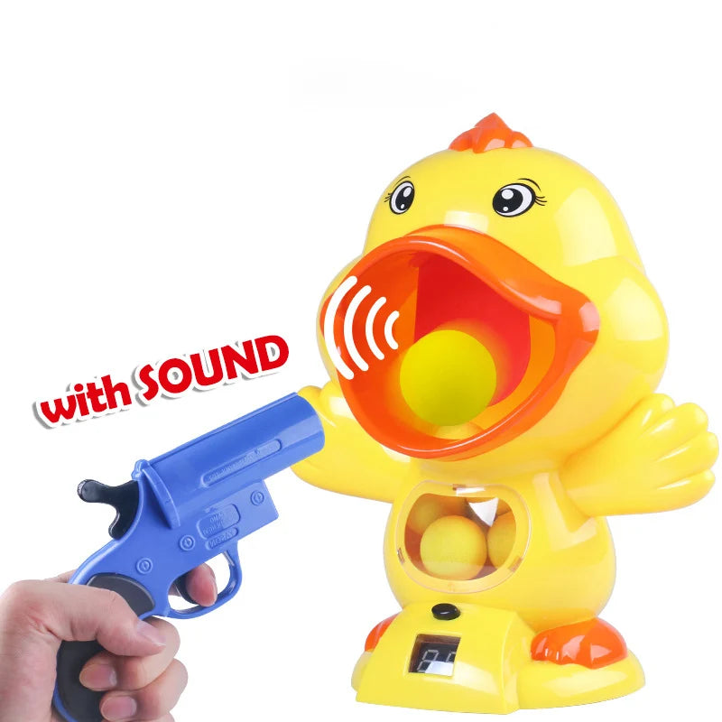 Top Selling Hungry Animal Feeding Big Mouth Shooting Target Duck Game with Gun and Soft Bullets Toys for Kids