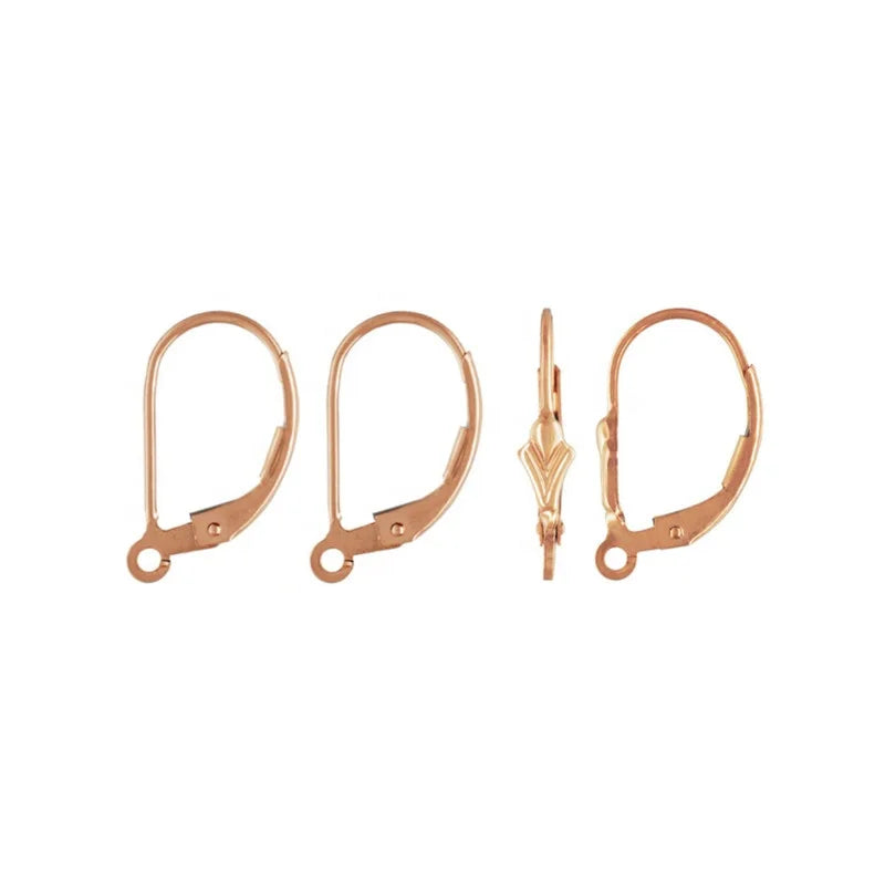 Vintage Rose Gold Filled French Fleur De Lis Ear Wire Leverback Earring Hook for Jewelry Making Crafting