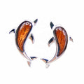 925 Sterling Silver Hawaiian Jewelry Koa Wood Solid Silver Dolphin Earring