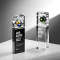 2025 New Design Black and clear Crystal Trophy with Blue Geen Globe MH-J0486