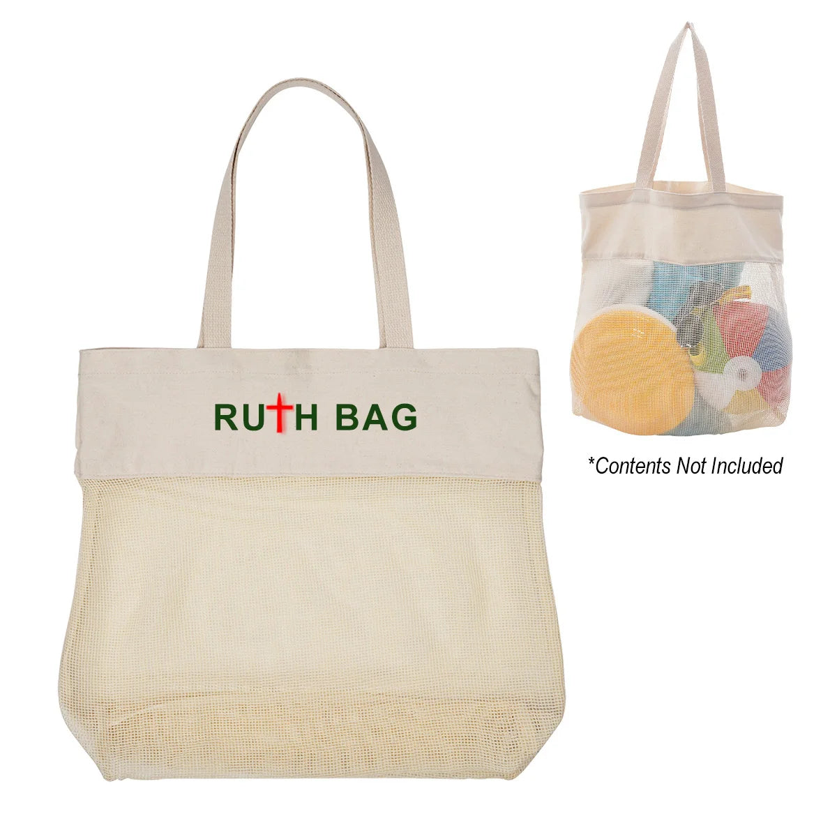 Ruthbag Fashionable Washable Cotton Beach Tote Bag Customized Personalized Design Reusable Durable Wholesale Mesh for Summer