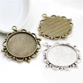 30mm Inner Size Antique Bronze and Antique Silver Plated Classic Cabochon Base Setting Charms Pendant Blank Trays