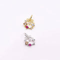 New Style 925 Sterling Silver Gold Vermeil Christmas Zircon Ring Bow Charms for Jewelry Making Pendant