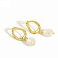 WMET288 Baroque Pearl Earrings 925 Sterling Silver Hollow Drop Unsymmetrical Irregular Styles Earring for Women