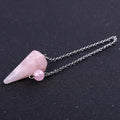 2025 Crafts HY Heart Arrival Natural Crystal Conical Pendulum Quartz Mineral Jewelry Wicca Ling Pendulum for Decoration Gift