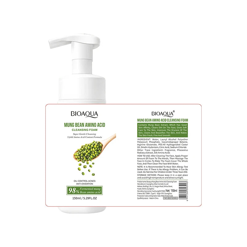 Gentle Skin Care Moisturizing Oil Control Mung Bean Amino Acid Bubble Facial Cleanser Skincare Facial Cleanser SS