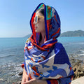 2024 National Style Beach Silk Scarf Summer New Sunshade and Sunscreen Dual-purpose Large Shawl Beach Holiday Travel Silk Scarf