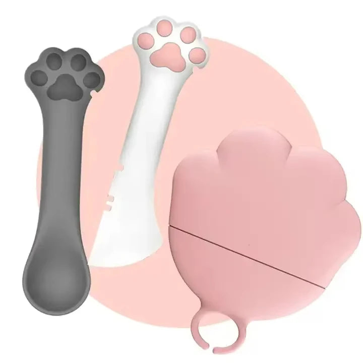 2024 New Easy-to-Use 3-Piece Set Pet Dog Cat Food Spoon Can Opener Silicone Can Cover Lid Food Grade Silicone for Pets' Meals
