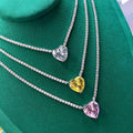 Luxury Bling Hypoallergenic Tennis Chain Wedding Zircon Jewelry Enamel 925 Sterling Silver Pendent Diamond Heart Necklace