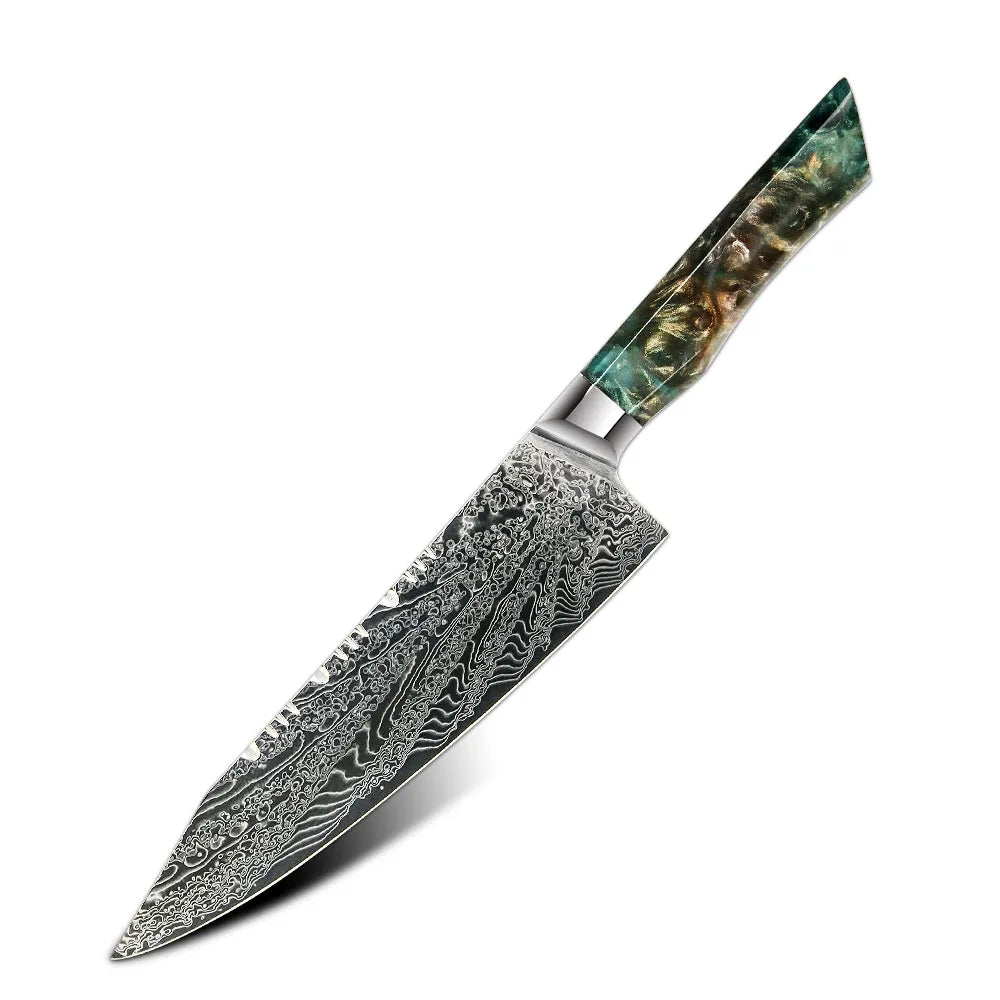 New Arrival Resin Handle 8 Inch Narcissus Pattern Damascus Kitchen Chef Knife
