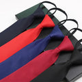Hot Sale Popular Cheap Plain Men Zipper Necktie Polyester Zipper Neck Tie in Solid Colours