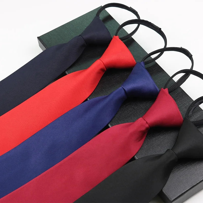 Hot Sale Popular Cheap Plain Men Zipper Necktie Polyester Zipper Neck Tie in Solid Colours