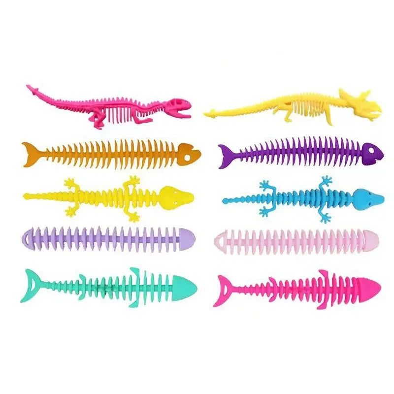 2023 New TPR Creative Fidget Stretch String Noodle Dinosaur Fossil Bracelet Decompression Kids Fidget Toys for Anxiety