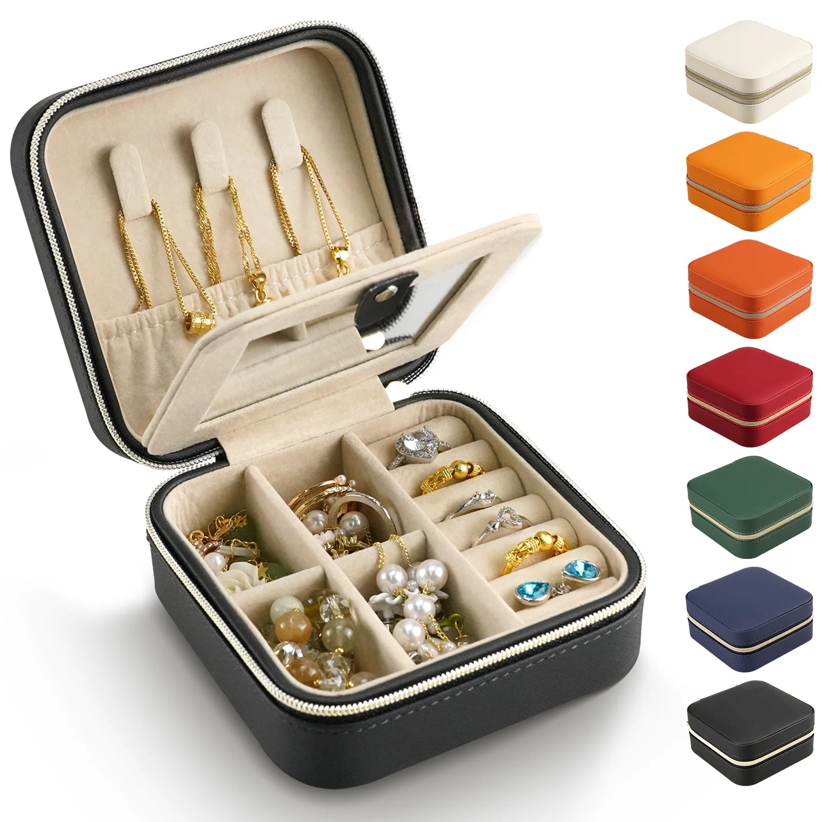 Wholesale PU Leather Customizable Jewelry Storage Box for Necklaces Earrings Wedding Rings-10x10x5cm ISO 9001:2008 CE Certified