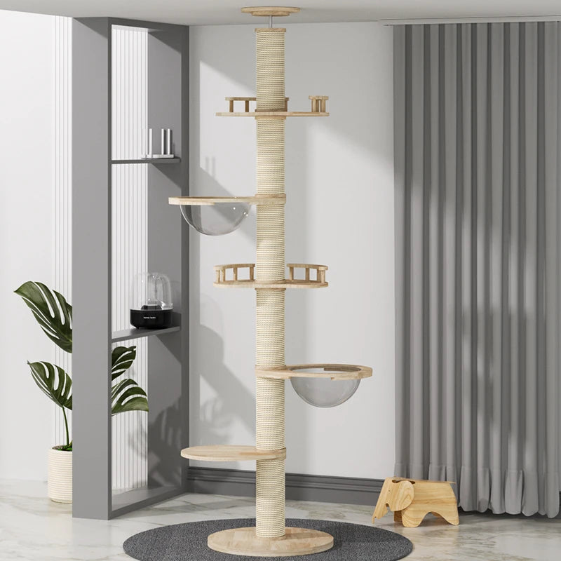 2025 Fashion Custom Cat Scratching Post Wood Luxury Cat Tree Tower Tree Tower for Big Cats with Adjustable Height