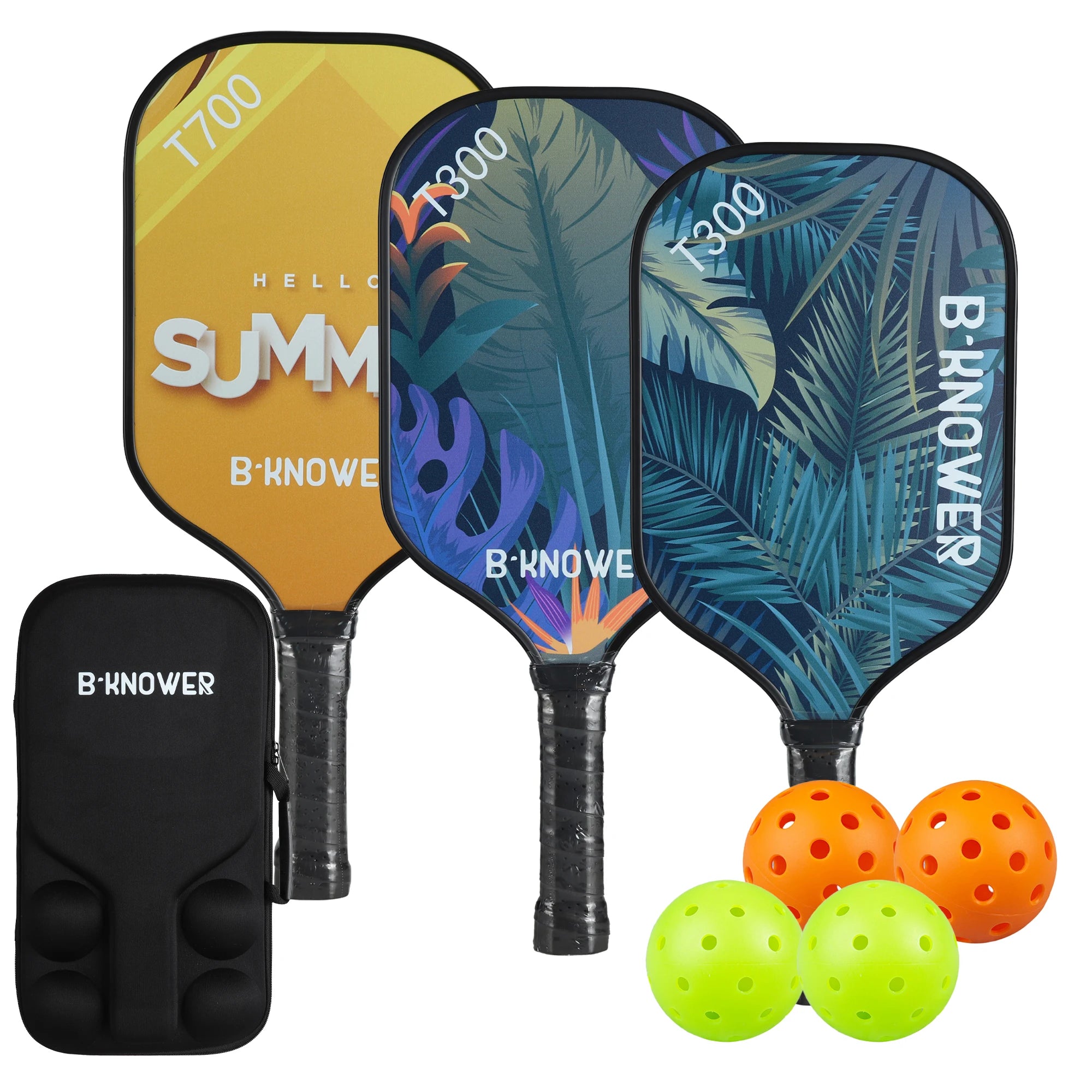 Customizable  Carbon Fiber Pickleball Paddle Set Four Balls One Bag