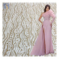 YX2576 Custom Reasonable Price Gold African Lace Crystal Fabric 2025 Golden Sparkly Sequin Beaded Glitter Lace Fabric