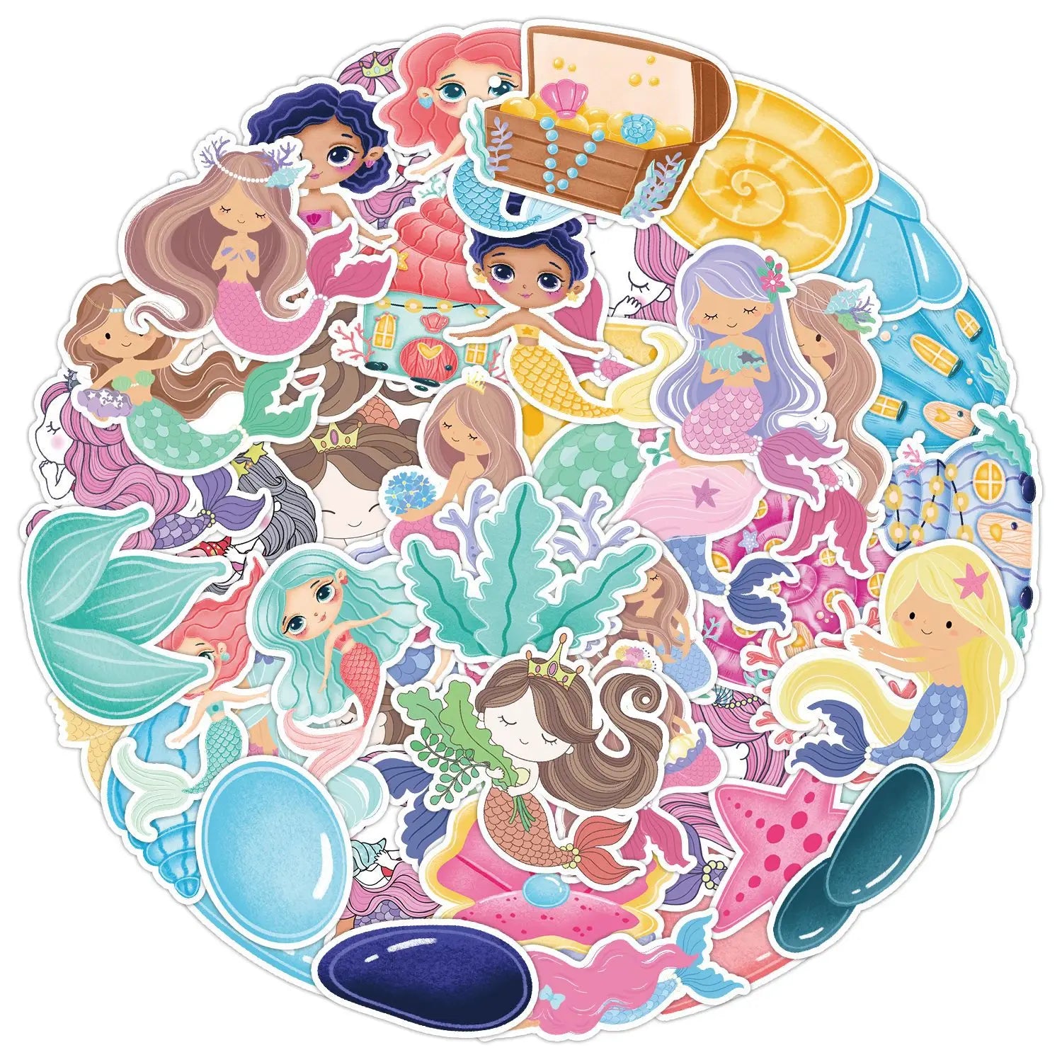 Mermaid Cartoon Stickers Luggage Mobile Phones Laptops Stationery Stickers Waterproof Hand Tent Stickers