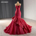 Alluring Red Satin Mermaid Sweetheart Prom Dress Lace up Evening Dress Rsm241103